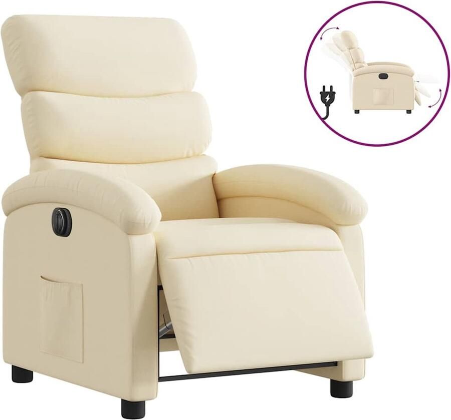 VidaXL Elektrisch Verstelbare Fauteuil Elektrisch Verstelbare Fauteuils Relaxfauteuil Draaifauteuil Fauteuil verstelbaar elektrisch stof crèmekleurig - Foto 3