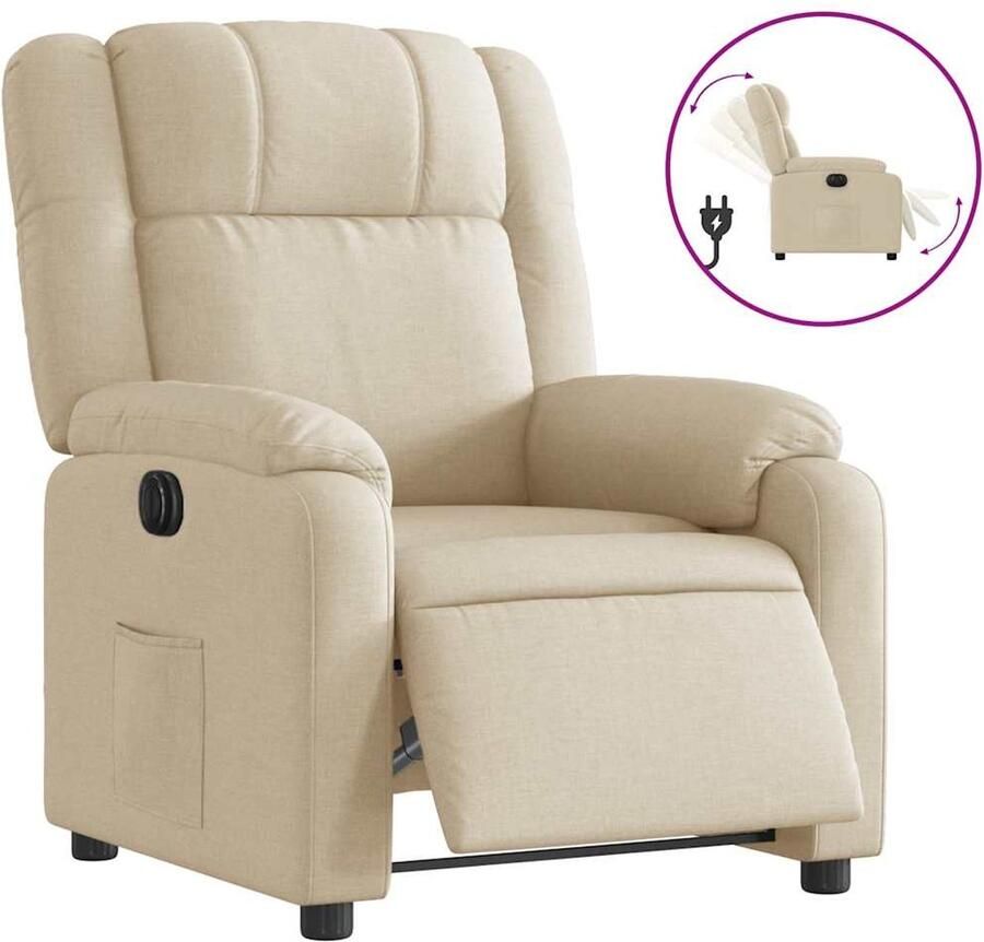 VidaXL Fauteuil verstelbaar elektrisch stof crèmekleurig - Foto 5