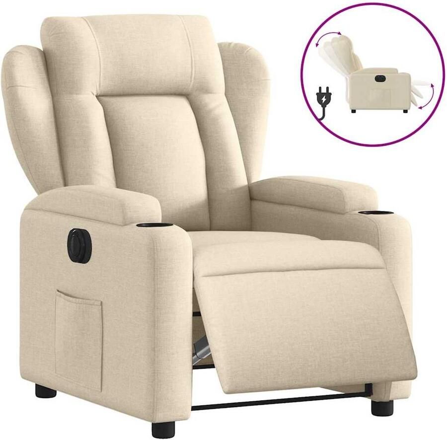 Vida XL vidaXL Fauteuil verstelbaar elektrisch stof crÃ¨mekleurig-VXL-3204467 - Foto 2