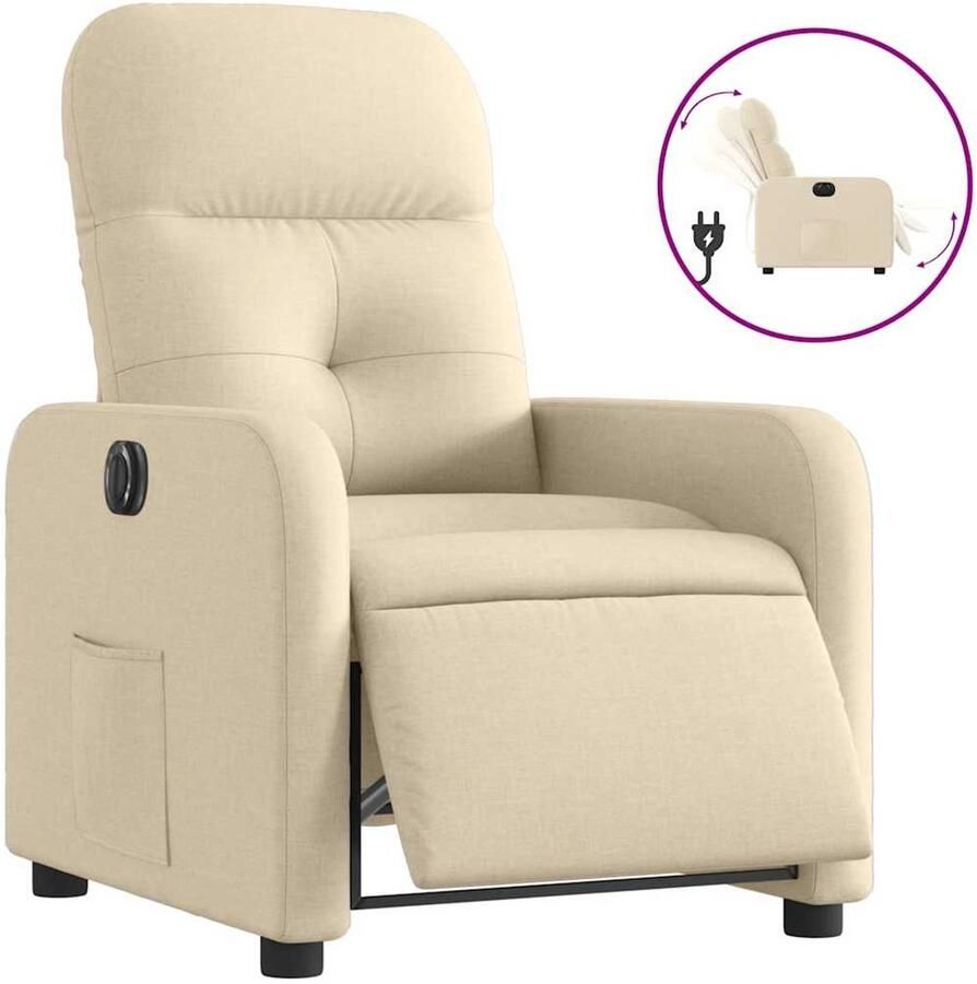 VidaXL Fauteuil verstelbaar elektrisch stof crèmekleurig - Foto 2