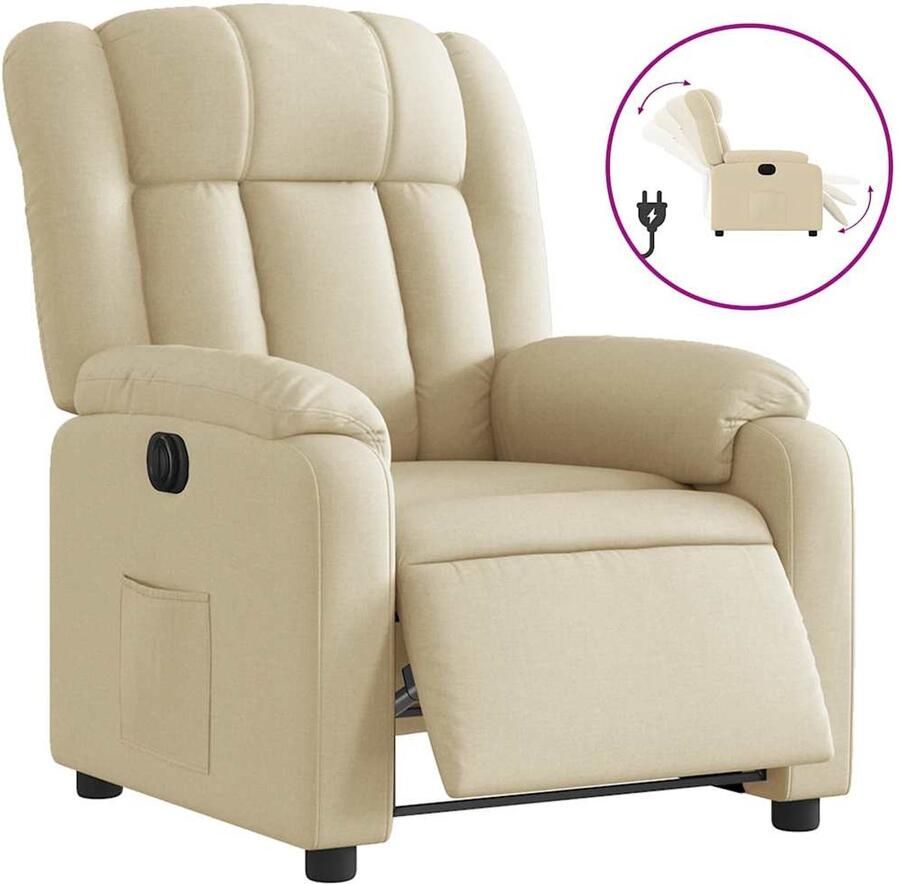 VidaXL Fauteuil verstelbaar elektrisch stof crèmekleurig
