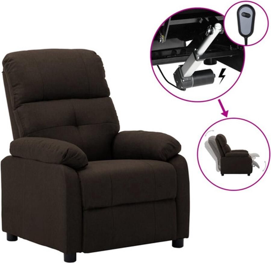 VidaXL Fauteuil Verstelbaar Elektrisch Stof Donkerbruin Elektrische Fauteuil Elektrische Verstelling Lounge Stoel Relaxfauteuil Hogerug Fauteuils