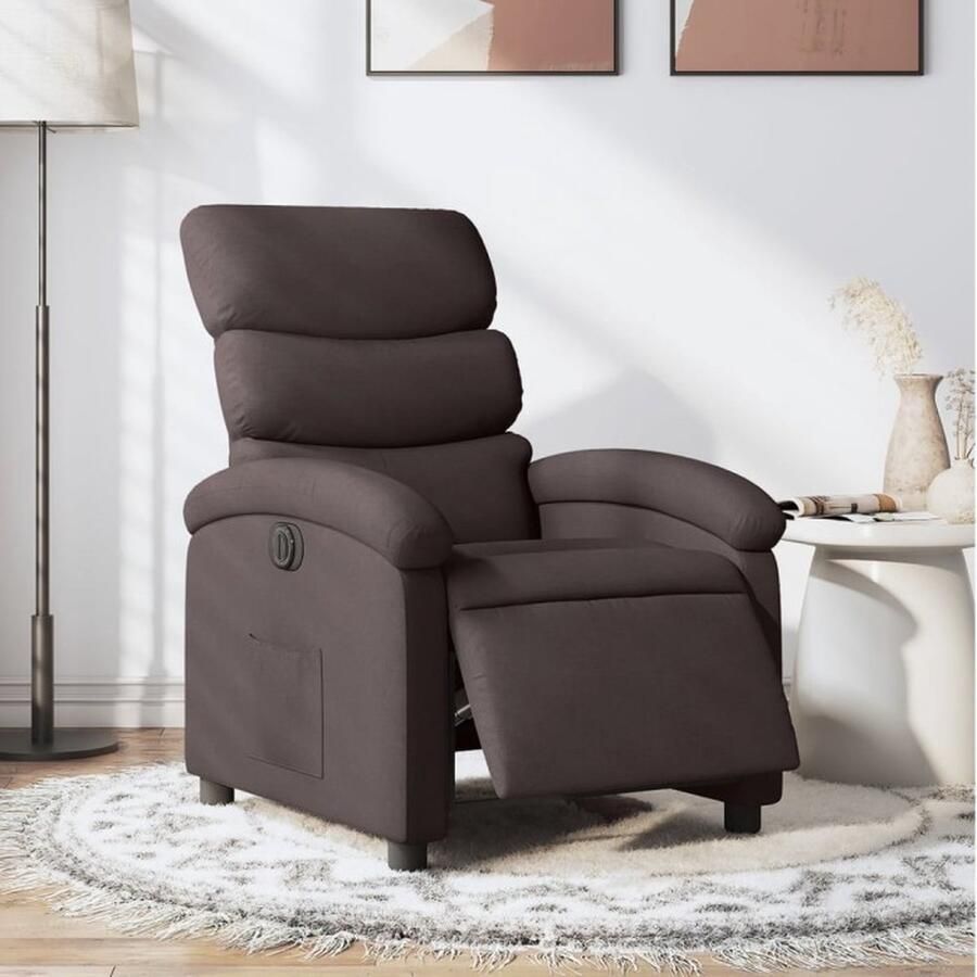 VidaXL Fauteuil verstelbaar elektrisch stof donkerbruin - Foto 2