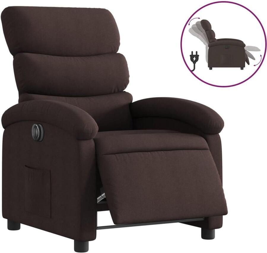 VidaXL Fauteuil verstelbaar elektrisch stof donkerbruin
