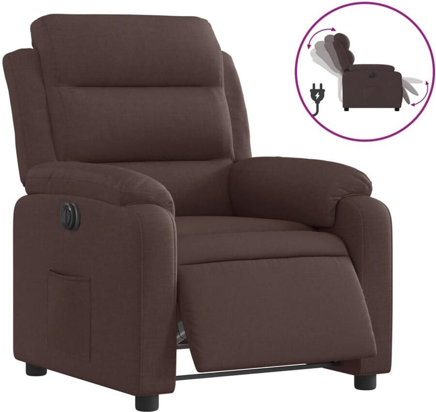 VidaXL Fauteuil verstelbaar elektrisch stof donkerbruin