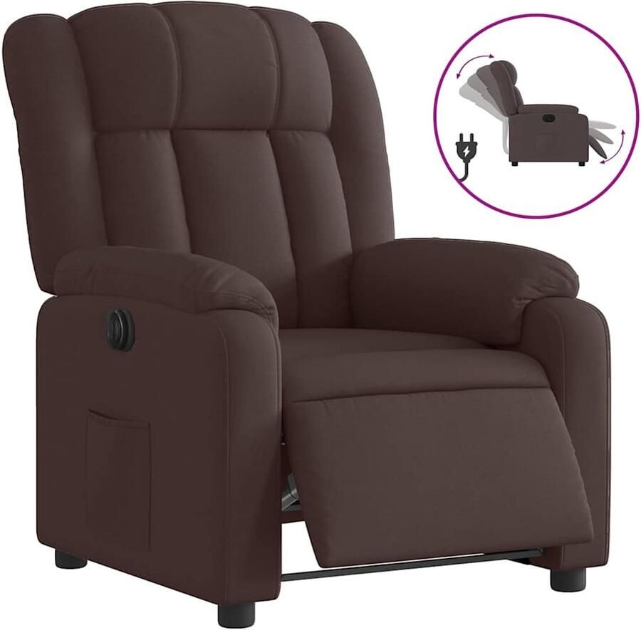 VidaXL Fauteuil verstelbaar elektrisch stof donkerbruin