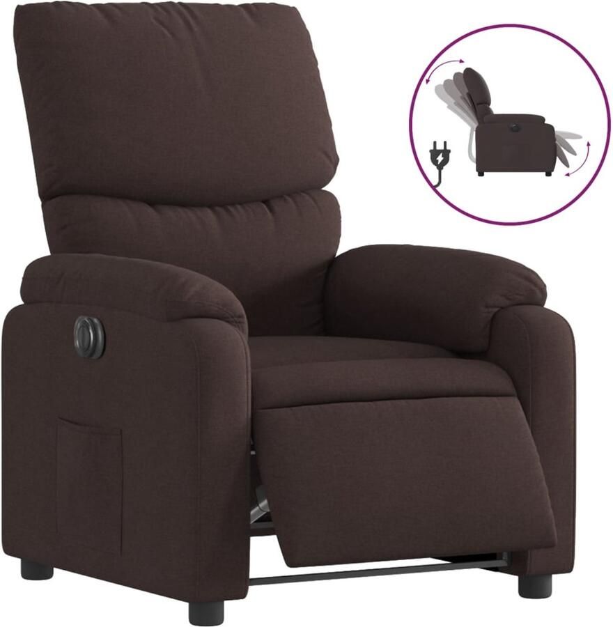 VidaXL Fauteuil verstelbaar elektrisch stof donkerbruin