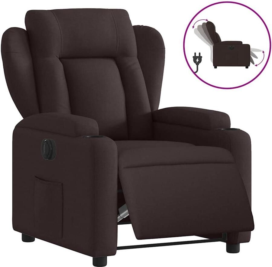 Vida XL vidaXL Fauteuil verstelbaar elektrisch stof donkerbruin-VXL-3204463 - Foto 2