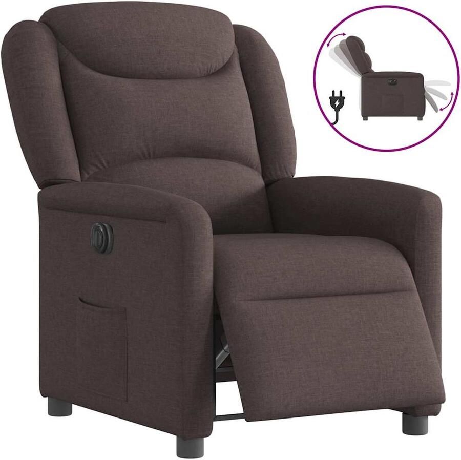 Vida XL vidaXL Fauteuil verstelbaar elektrisch stof donkerbruin-VXL-3204463 - Foto 5