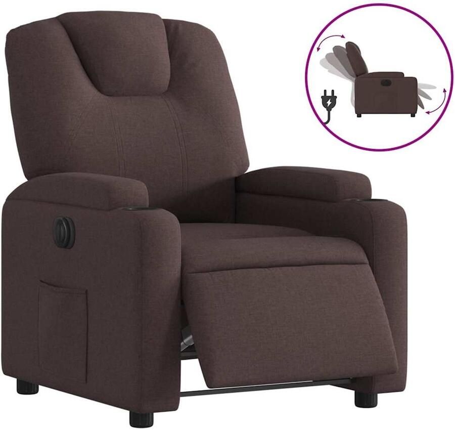 VidaXL Fauteuil verstelbaar elektrisch stof donkerbruin
