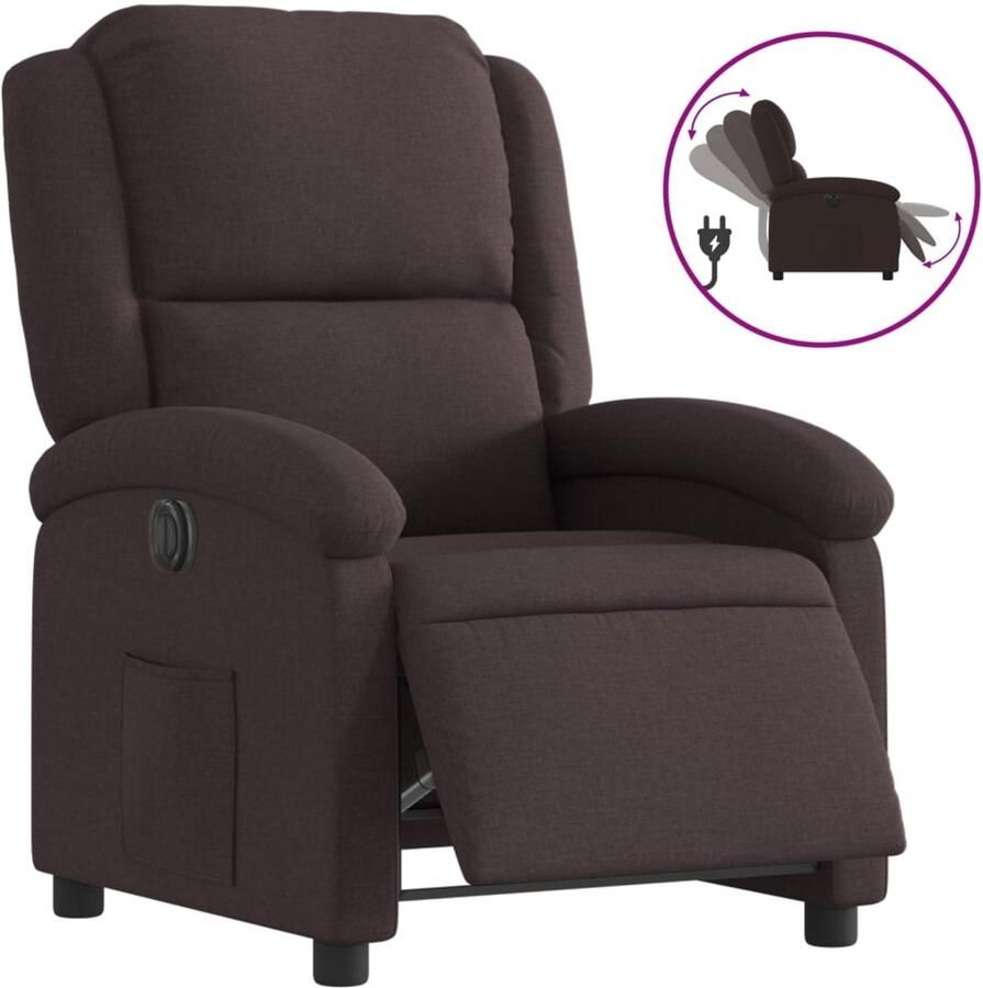 VidaXL Fauteuil verstelbaar elektrisch stof donkerbruin