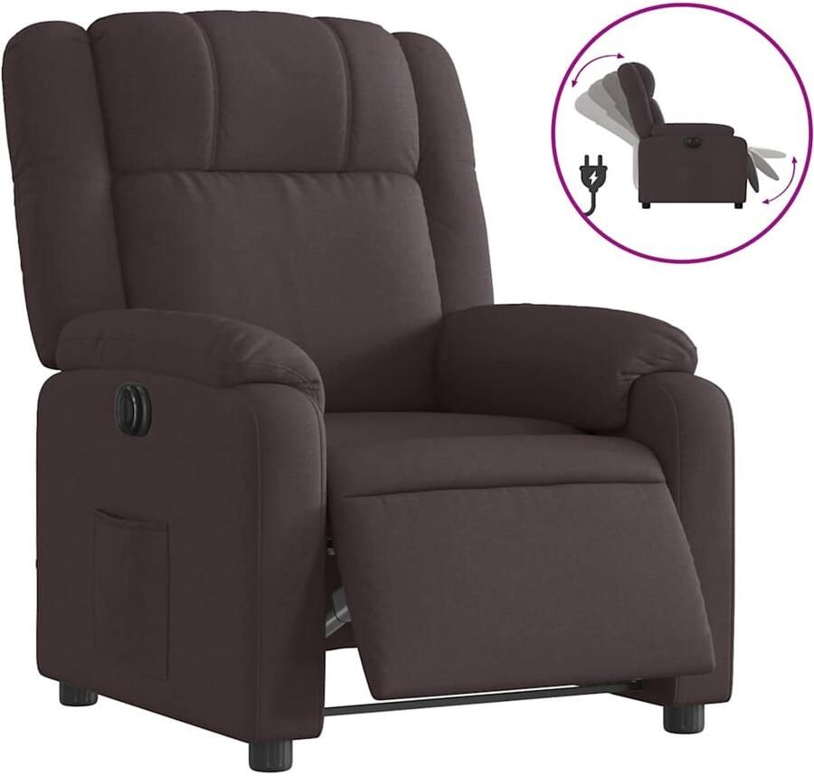 VidaXL Fauteuil verstelbaar elektrisch stof donkerbruin