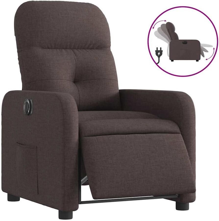 VidaXL Fauteuil verstelbaar elektrisch stof donkerbruin