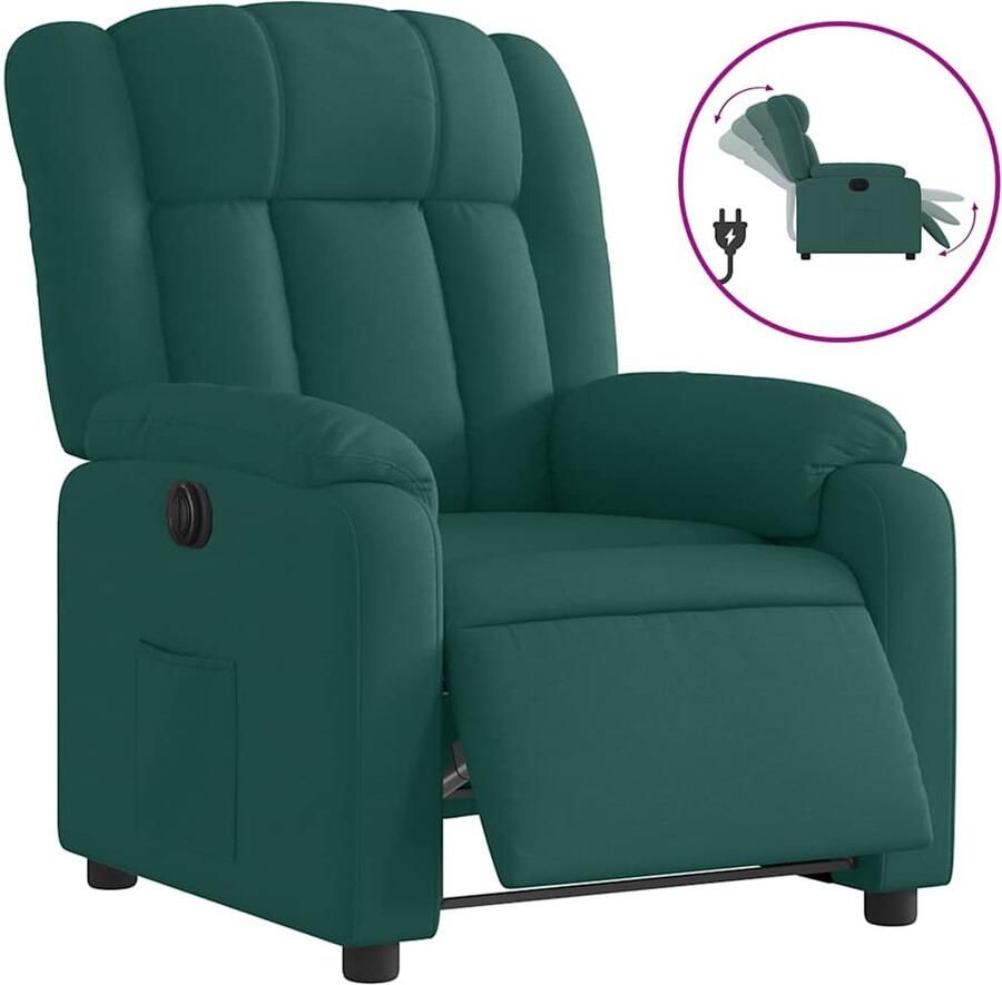 VidaXL Fauteuil verstelbaar elektrisch stof donkergroen - Foto 2