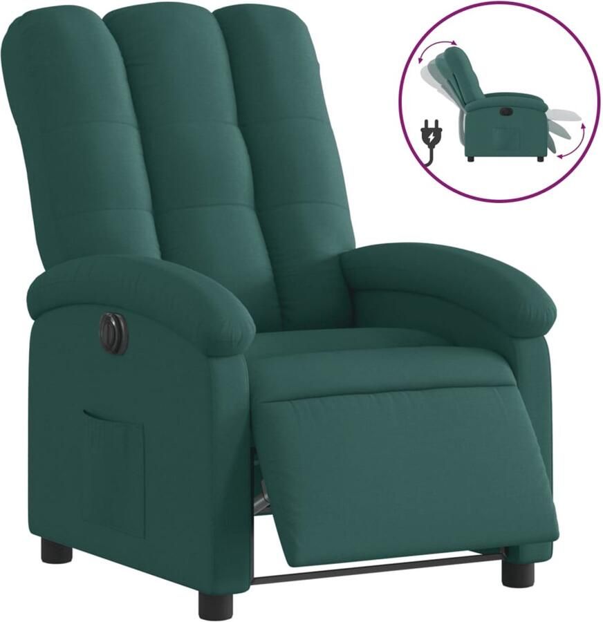 VidaXL Fauteuil verstelbaar elektrisch stof donkergroen