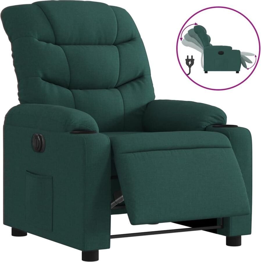 VidaXL Fauteuil verstelbaar elektrisch stof donkergroen