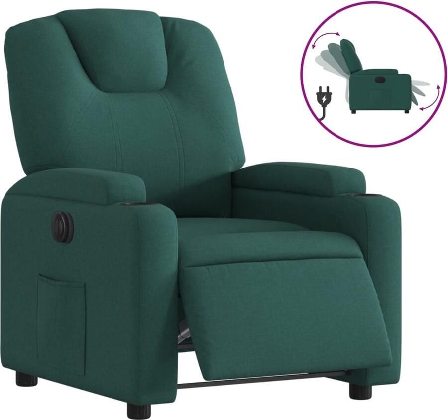 VidaXL Fauteuil verstelbaar elektrisch stof donkergroen