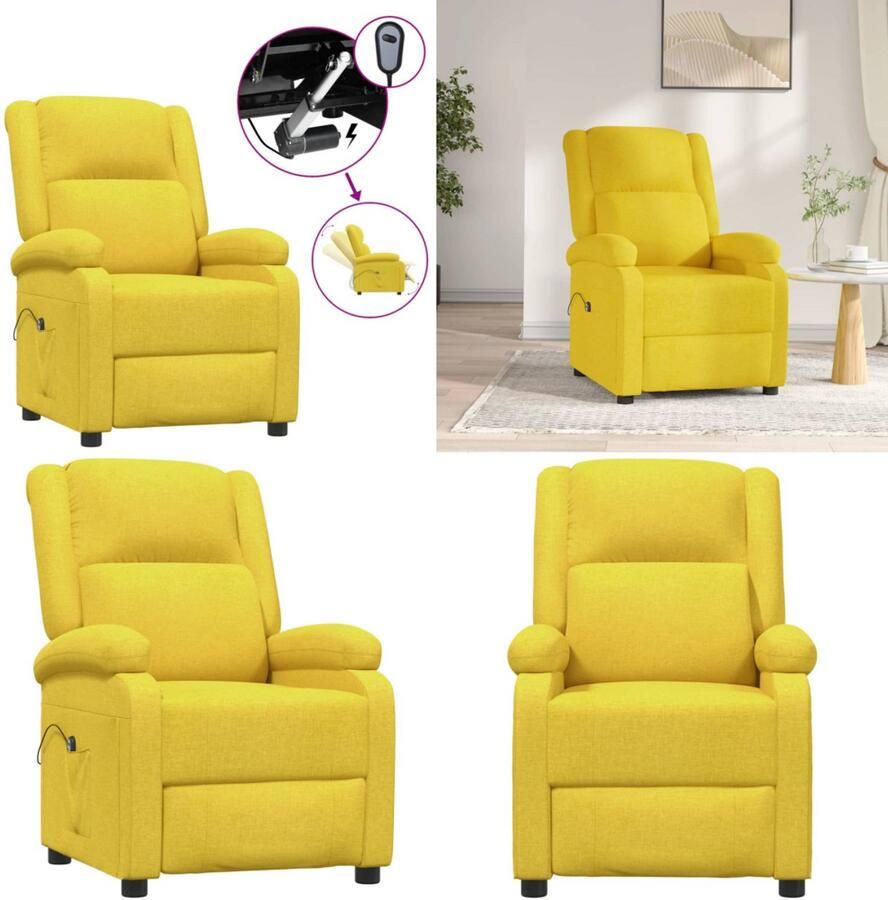 VidaXL Fauteuil verstelbaar elektrisch stof geel Fauteuil Fauteuils Leunstoel Armstoel