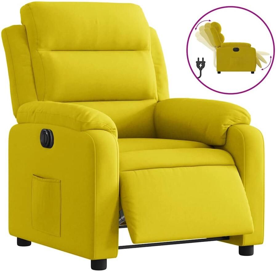 VidaXL Fauteuil verstelbaar elektrisch stof geel