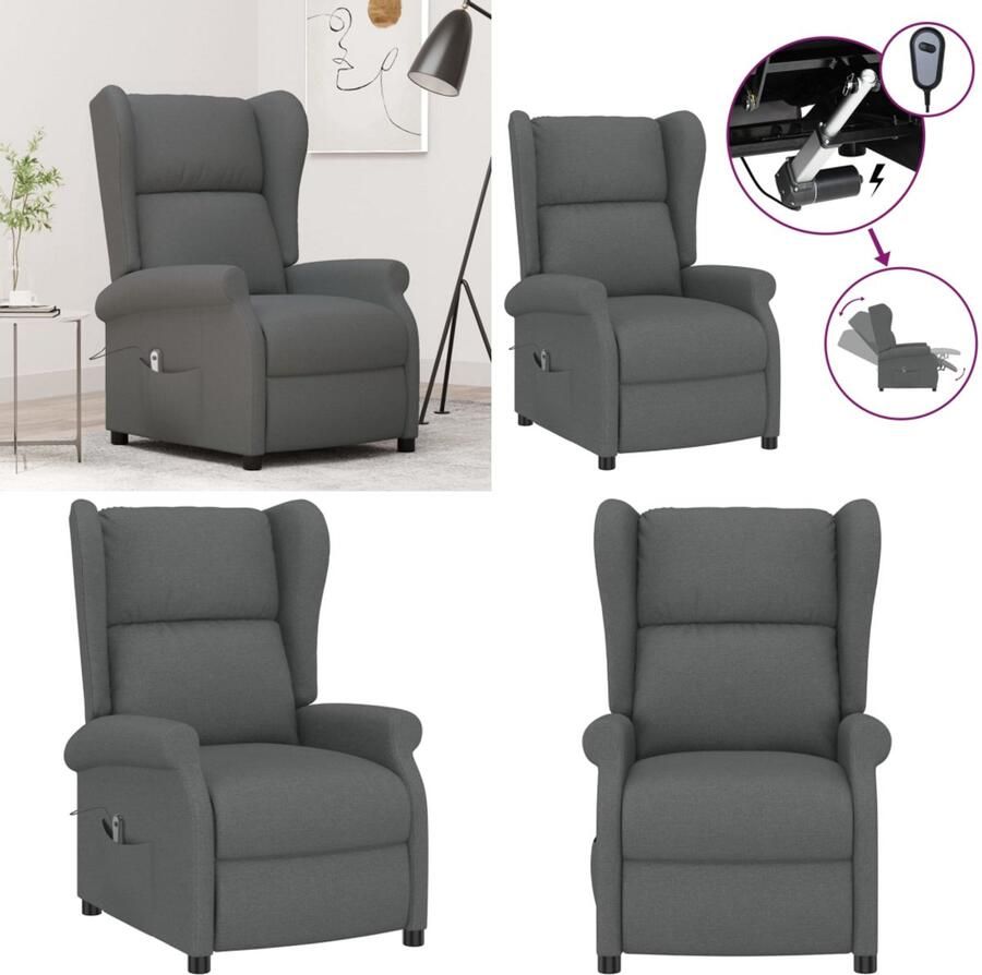 VidaXL Fauteuil verstelbaar elektrisch stof grijs Fauteuil Fauteuils Leunstoel Armstoel