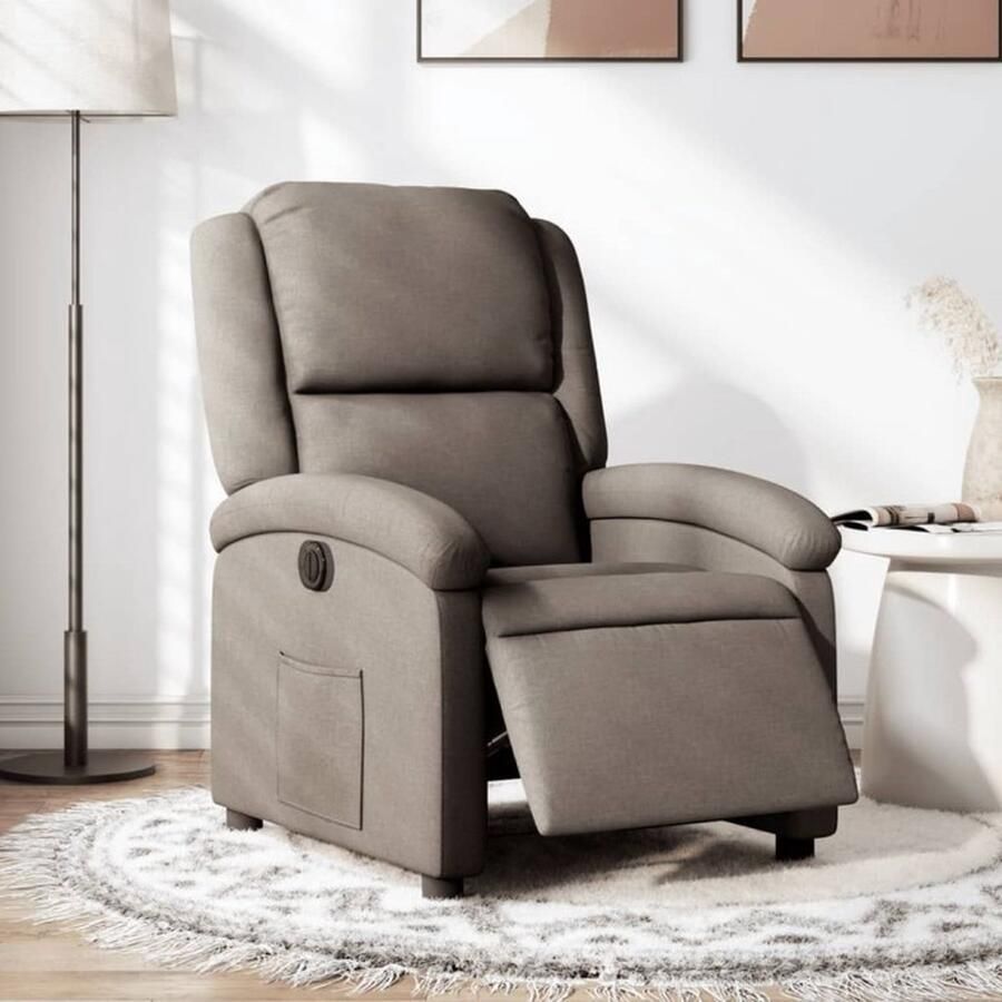 VidaXL Fauteuil verstelbaar elektrisch stof taupe - Foto 2