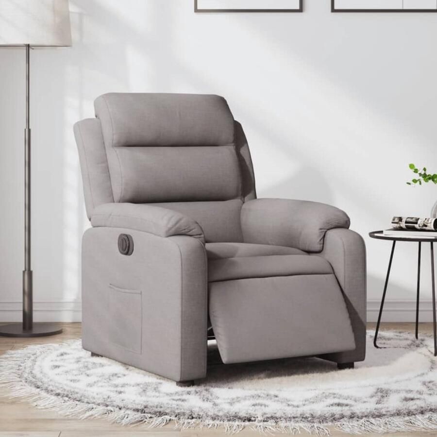 VidaXL Fauteuil verstelbaar elektrisch stof taupe - Foto 2