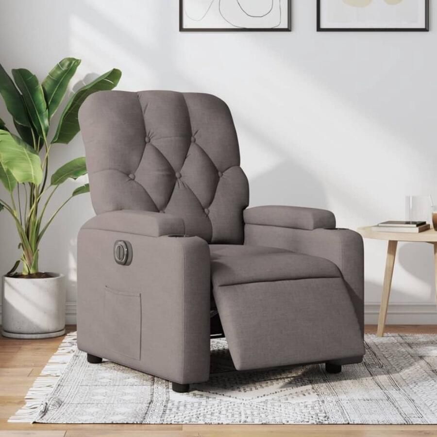VidaXL Fauteuil verstelbaar elektrisch stof taupe - Foto 2