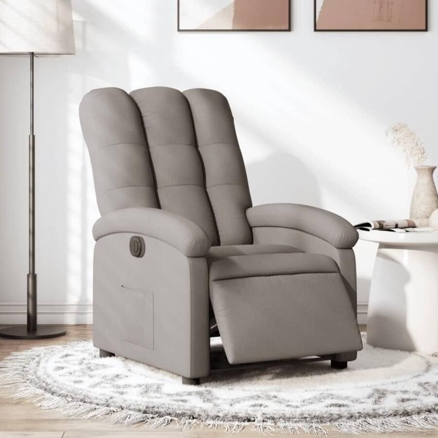 VidaXL Fauteuil verstelbaar elektrisch stof taupe - Foto 3