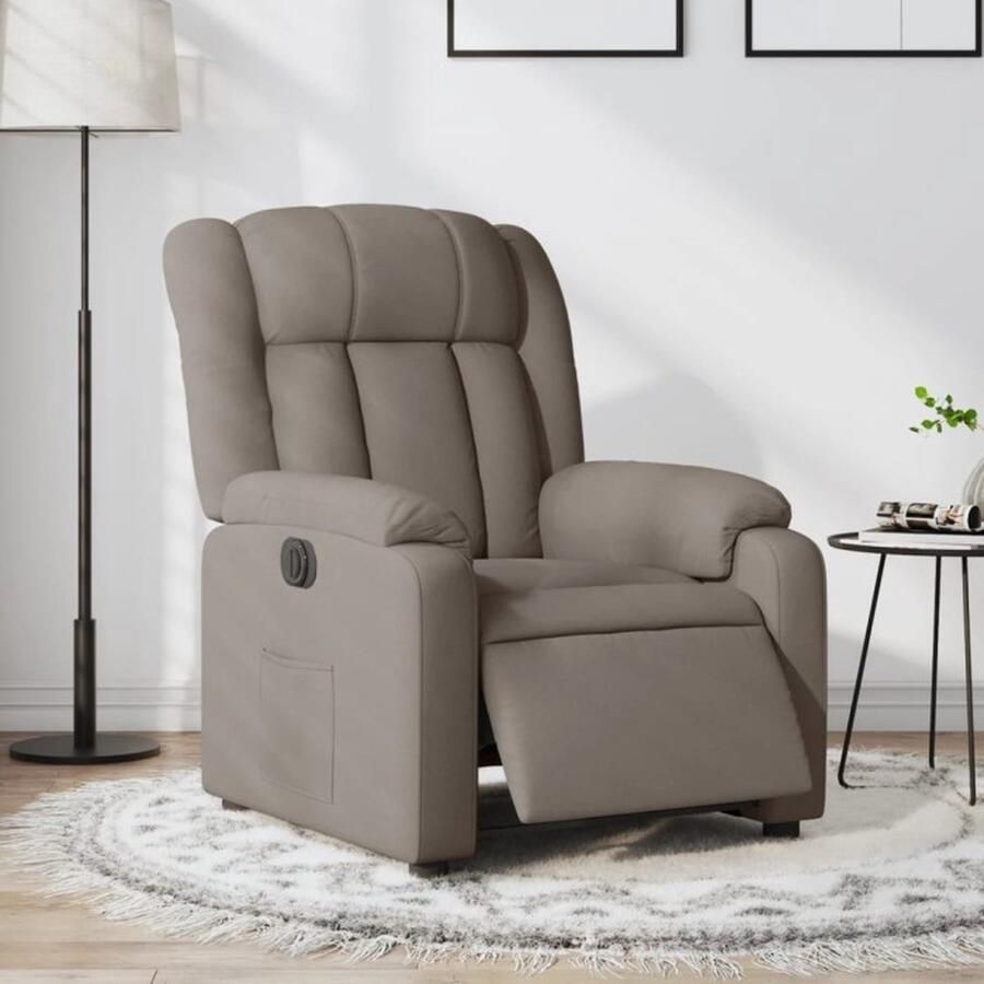 VidaXL Fauteuil verstelbaar elektrisch stof taupe - Foto 2