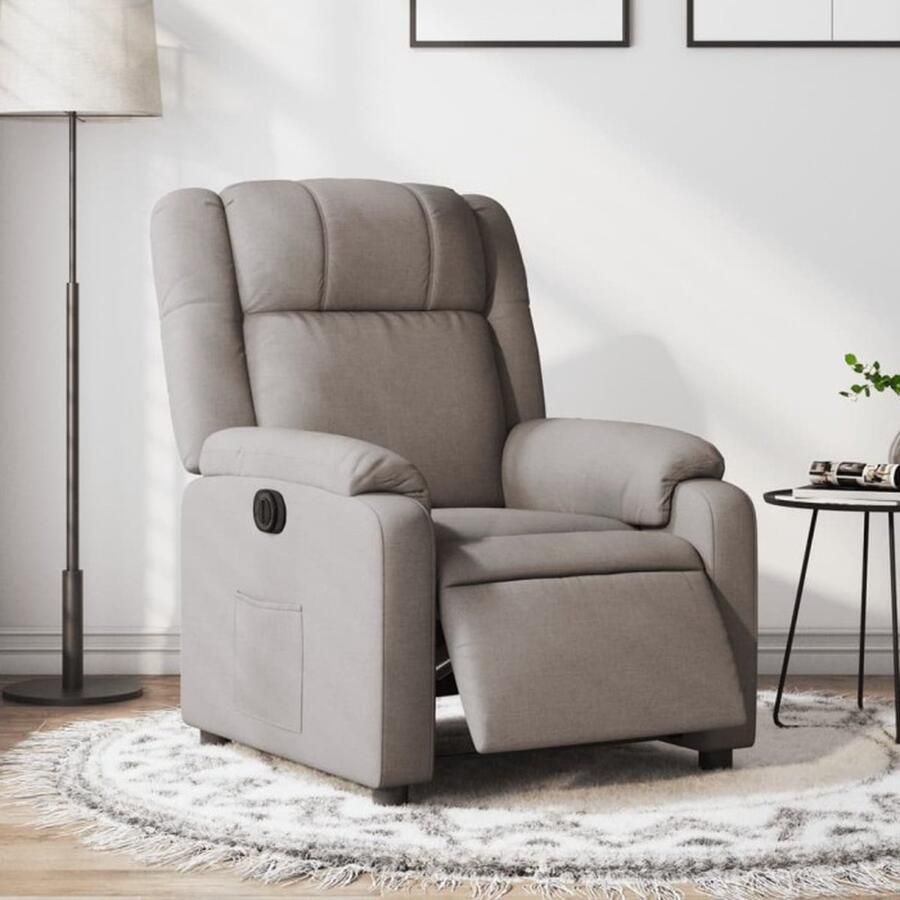 VidaXL Fauteuil verstelbaar elektrisch stof taupe - Foto 2