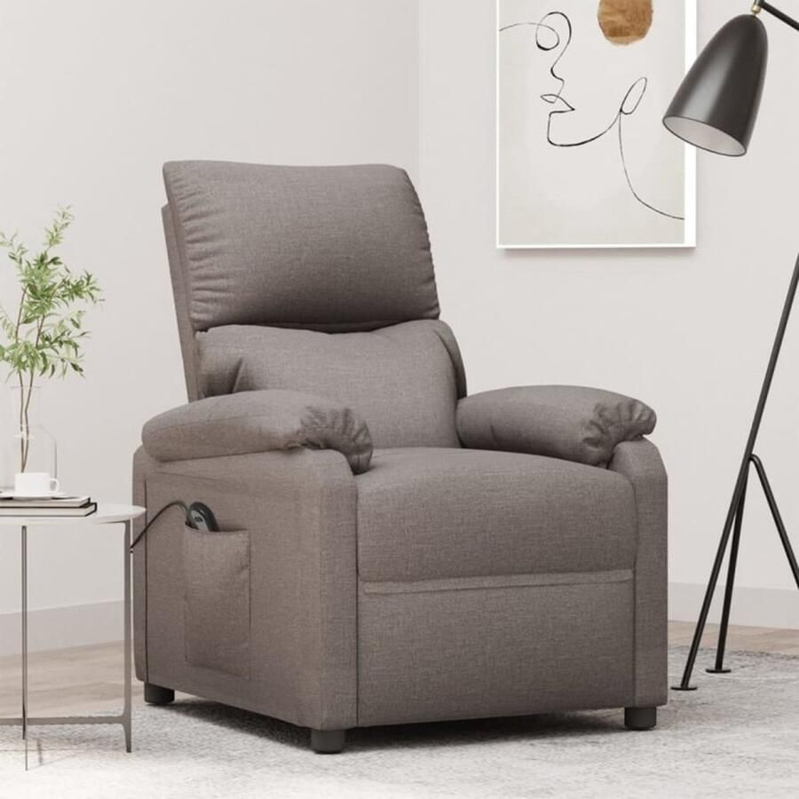 VidaXL Fauteuil verstelbaar elektrisch stof taupe
