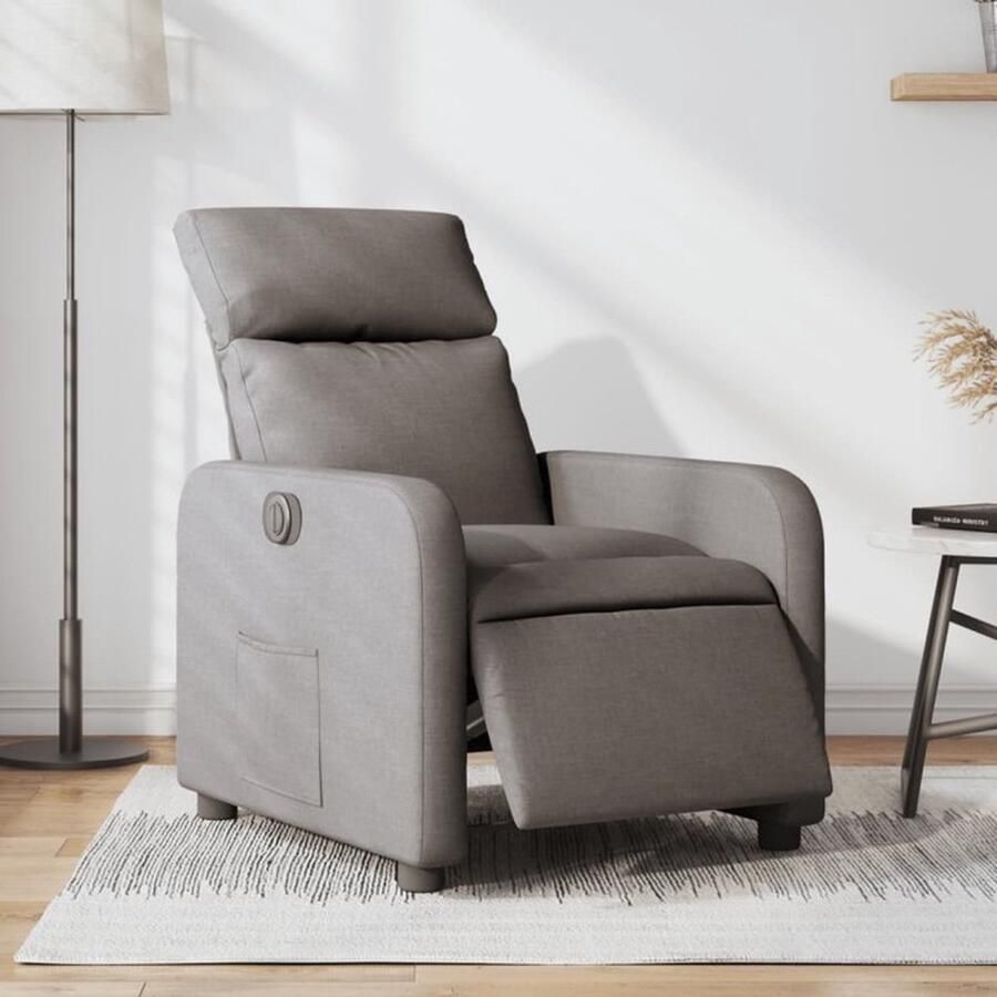 VidaXL Fauteuil verstelbaar elektrisch stof taupe - Foto 2