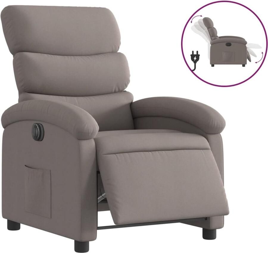VidaXL Fauteuil verstelbaar elektrisch stof taupe - Foto 2