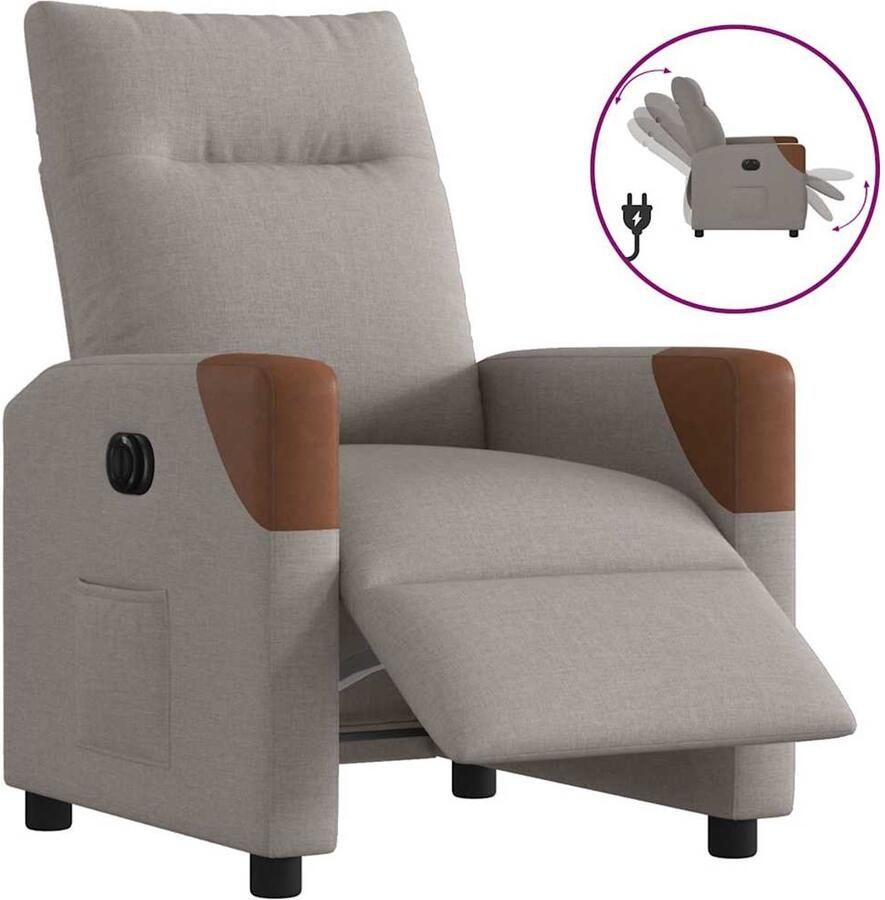 VidaXL Fauteuil Verstelbaar Elektrisch Stof Taupe Elektrisch Verstelbare Fauteuil Elektrisch Verstelbare Fauteuils Fauteuil Relaxfauteuil - Foto 14