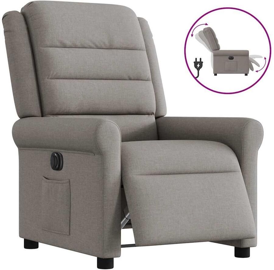 VidaXL Fauteuil verstelbaar elektrisch stof taupe