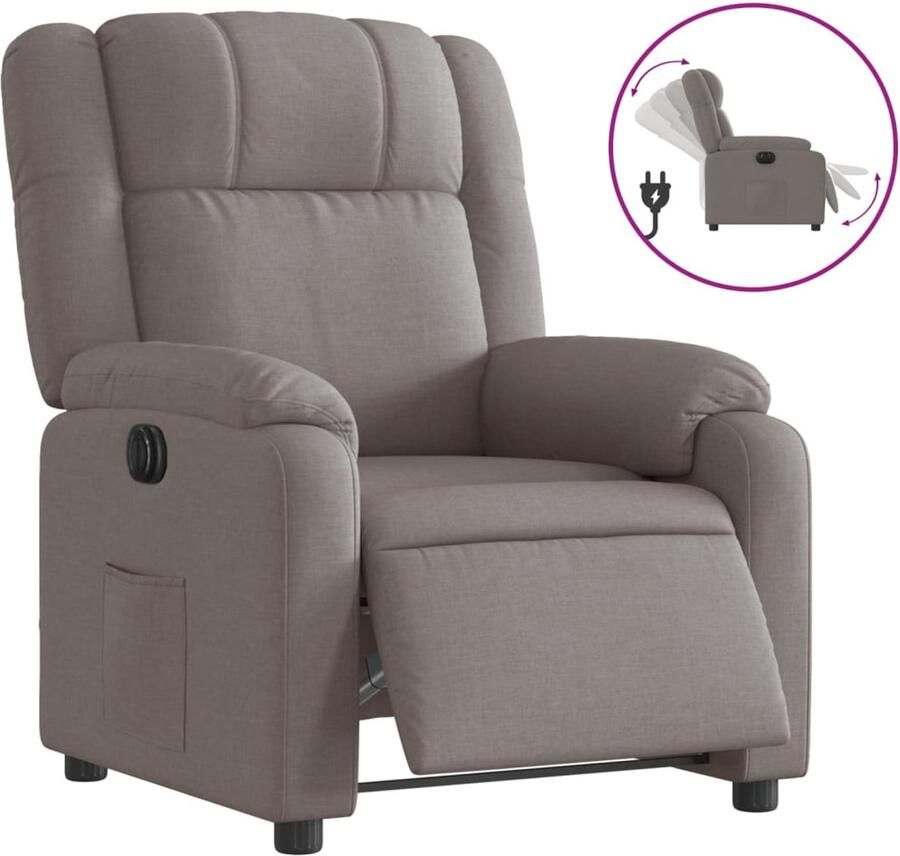 VidaXL Fauteuil verstelbaar elektrisch stof taupe