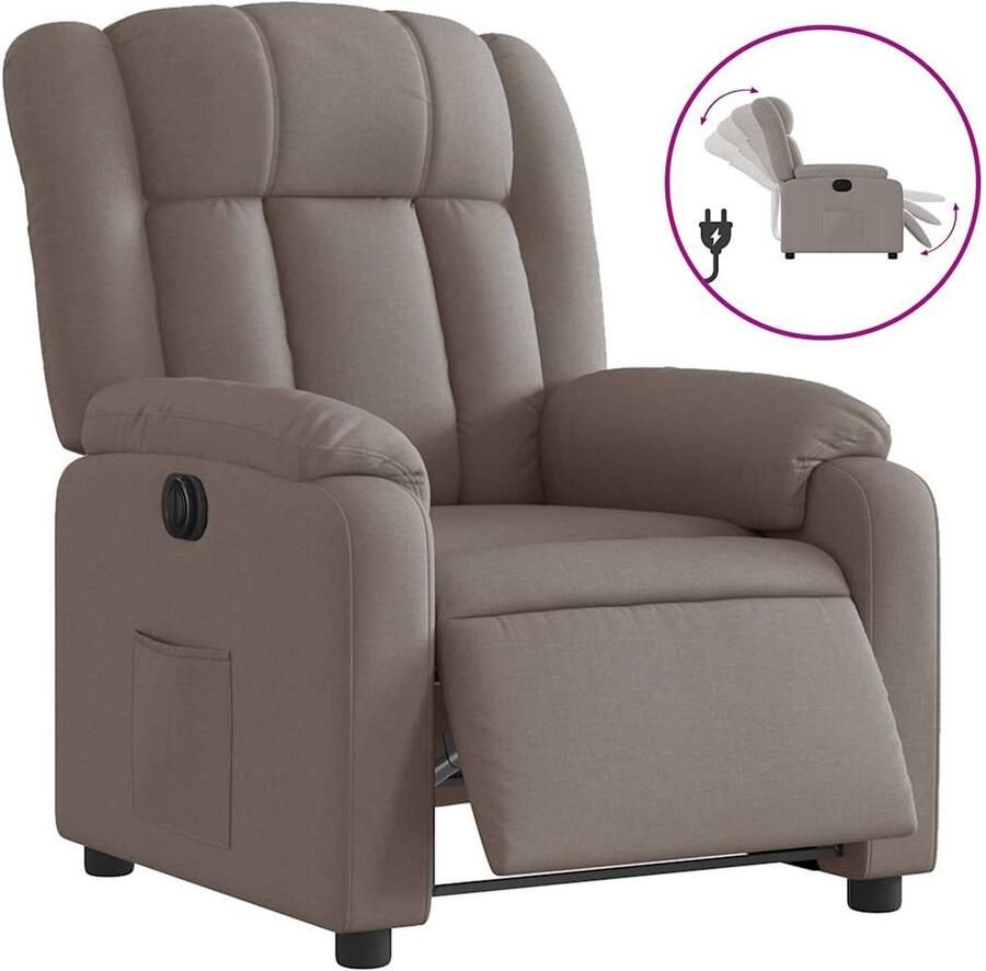 VidaXL Fauteuil verstelbaar elektrisch stof taupe