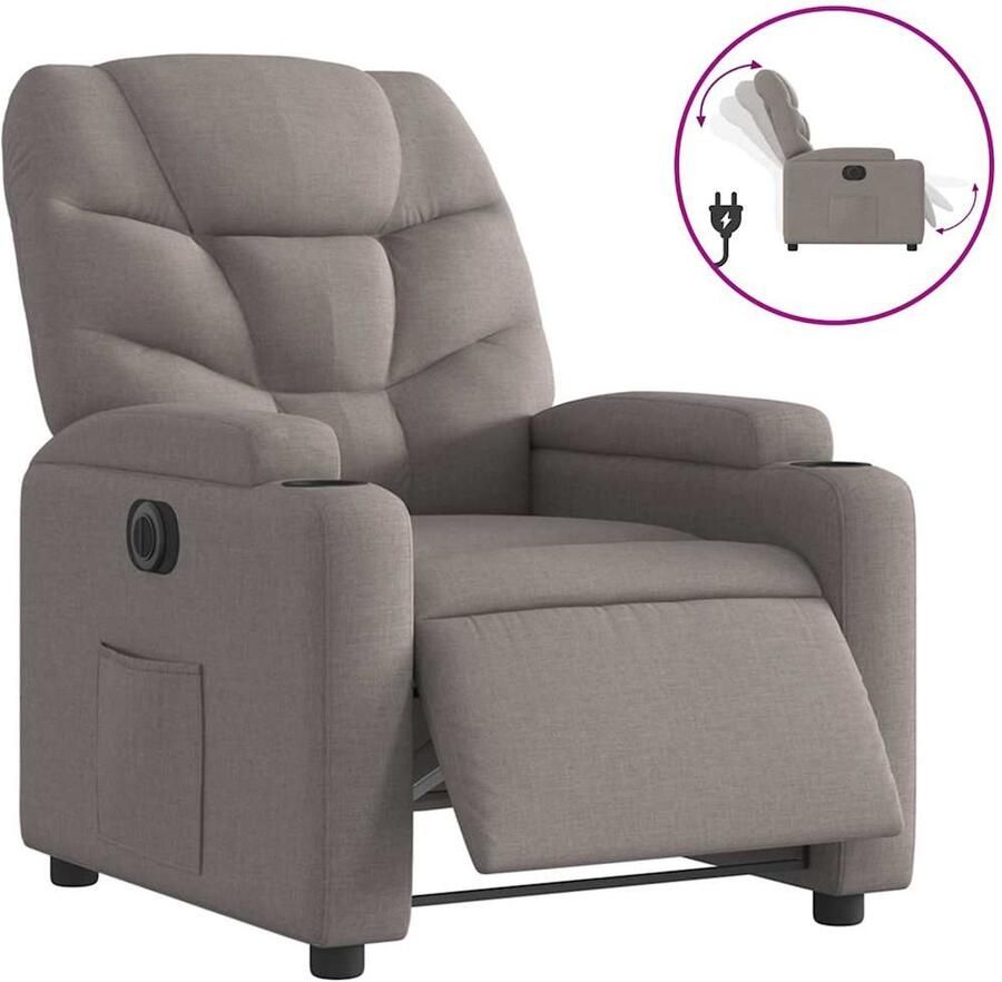 Vida XL vidaXL Fauteuil verstelbaar elektrisch stof taupe-VXL-3204580 - Foto 2