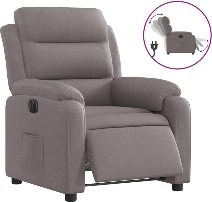 VidaXL Fauteuil verstelbaar elektrisch stof taupe