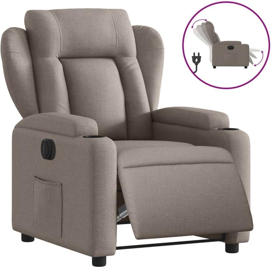 VidaXL Fauteuil verstelbaar elektrisch stof taupe - Foto 2