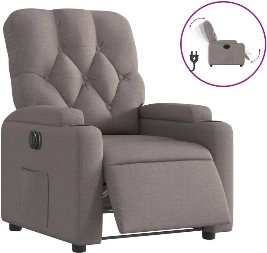 VidaXL Fauteuil verstelbaar elektrisch stof taupe