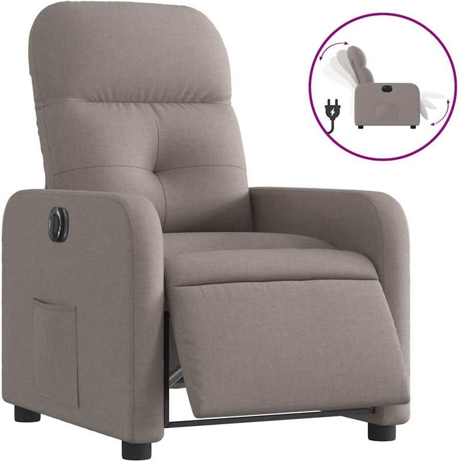 VidaXL Fauteuil verstelbaar elektrisch stof taupe - Foto 2