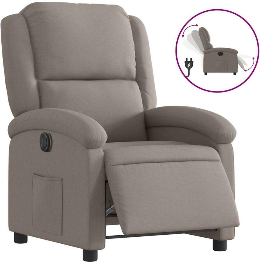 VidaXL Fauteuil verstelbaar elektrisch stof taupe