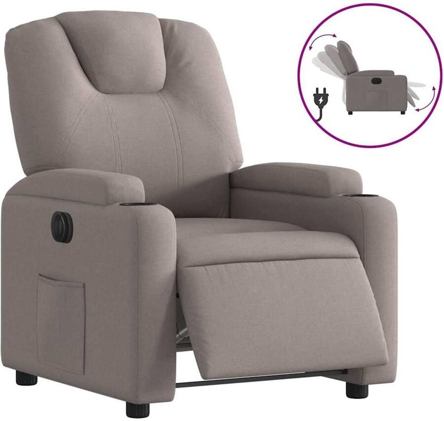 Vida XL vidaXL Fauteuil verstelbaar elektrisch stof taupe-VXL-3204352 - Foto 2