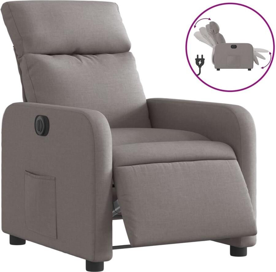 VidaXL Fauteuil Verstelbaar Elektrisch Stof Taupe Elektrisch Verstelbare Fauteuil Elektrisch Verstelbare Fauteuils Fauteuil Relaxfauteuil - Foto 13