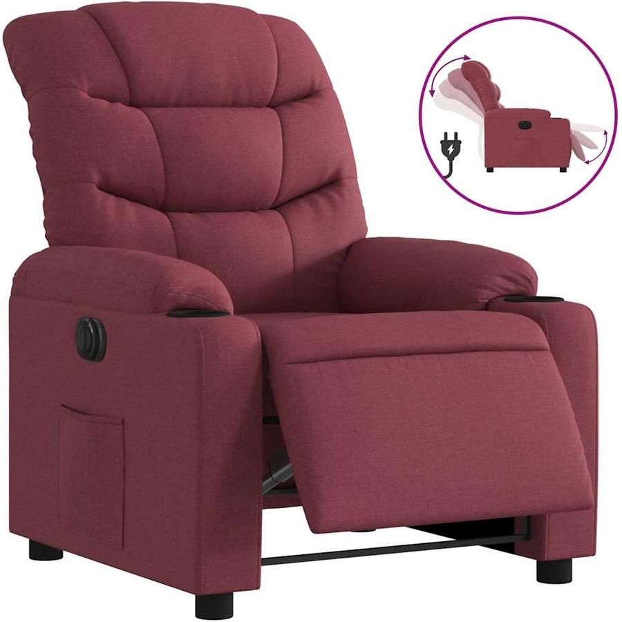 VidaXL Fauteuil verstelbaar elektrisch stof wijnrood