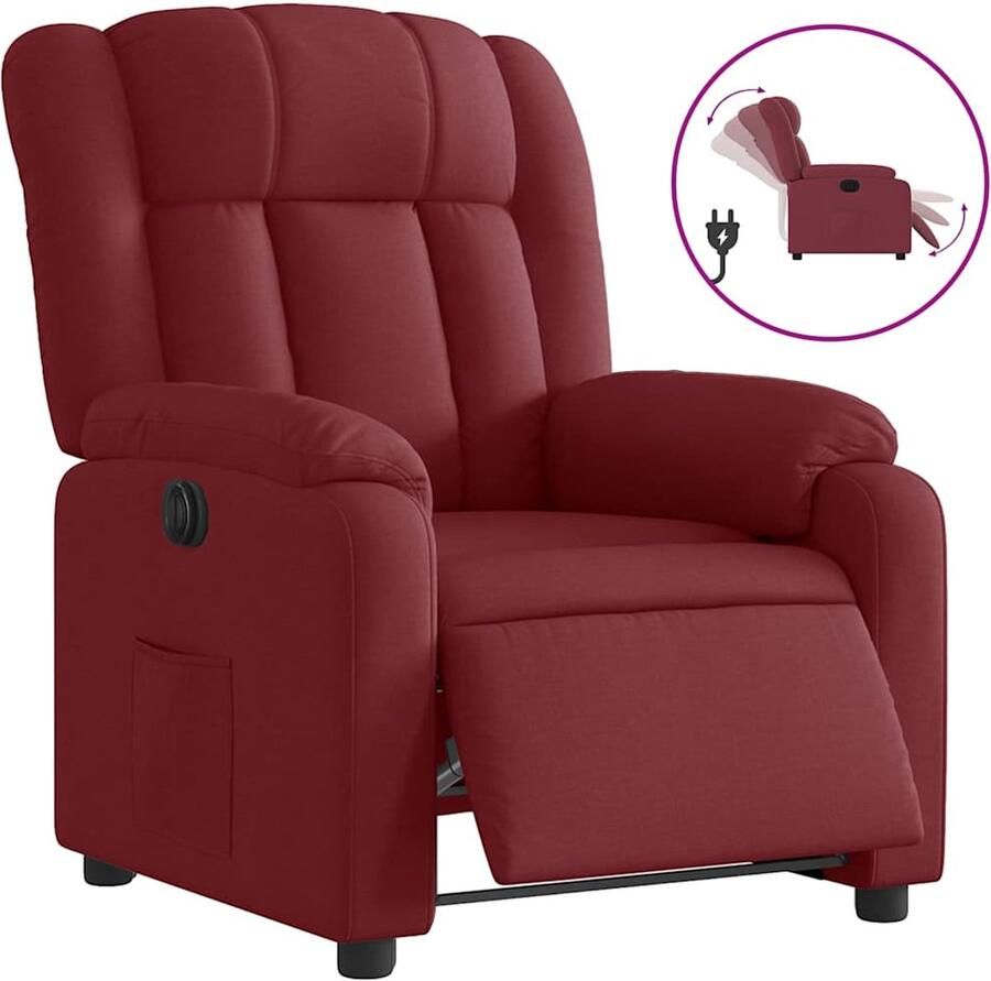 VidaXL Fauteuil verstelbaar elektrisch stof wijnrood