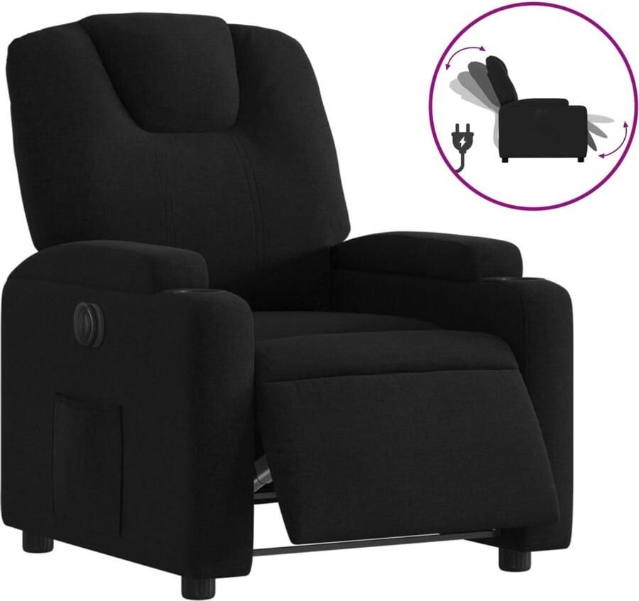 VidaXL Fauteuil verstelbaar elektrisch stof zwart