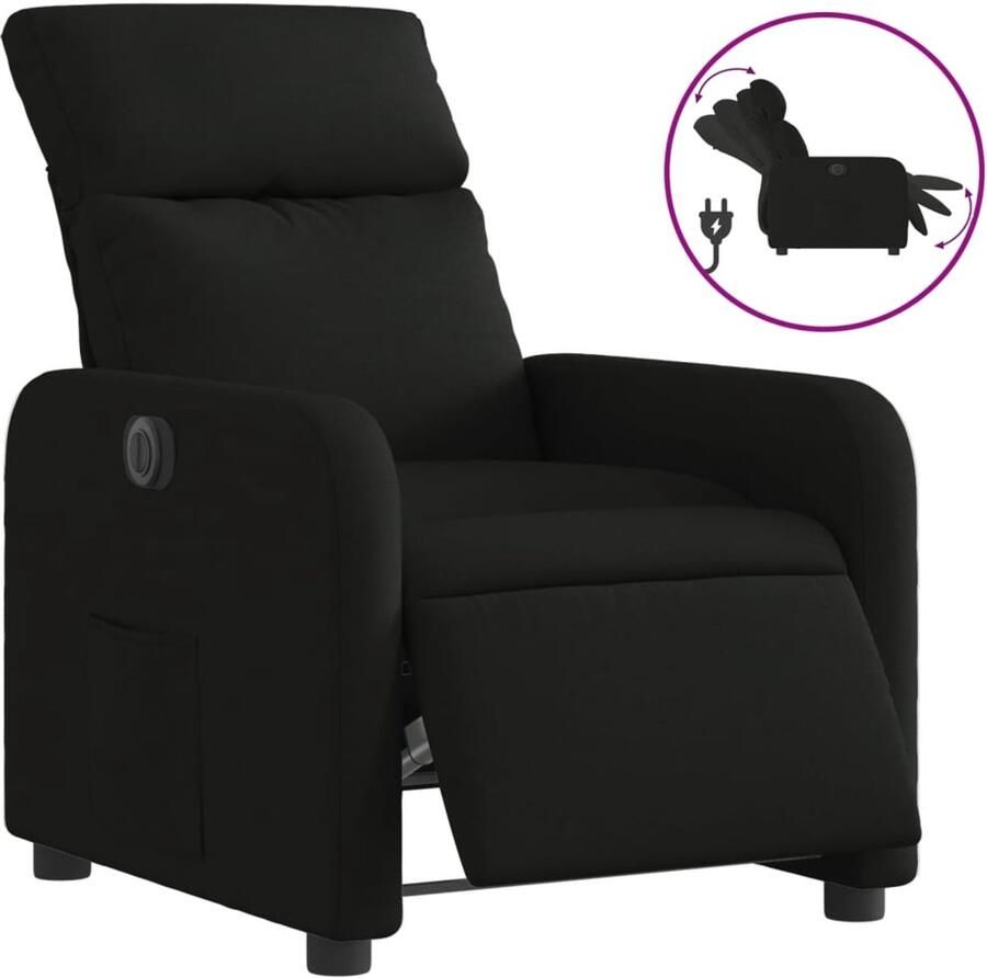 VidaXL Fauteuil verstelbaar elektrisch stof zwart - Foto 2