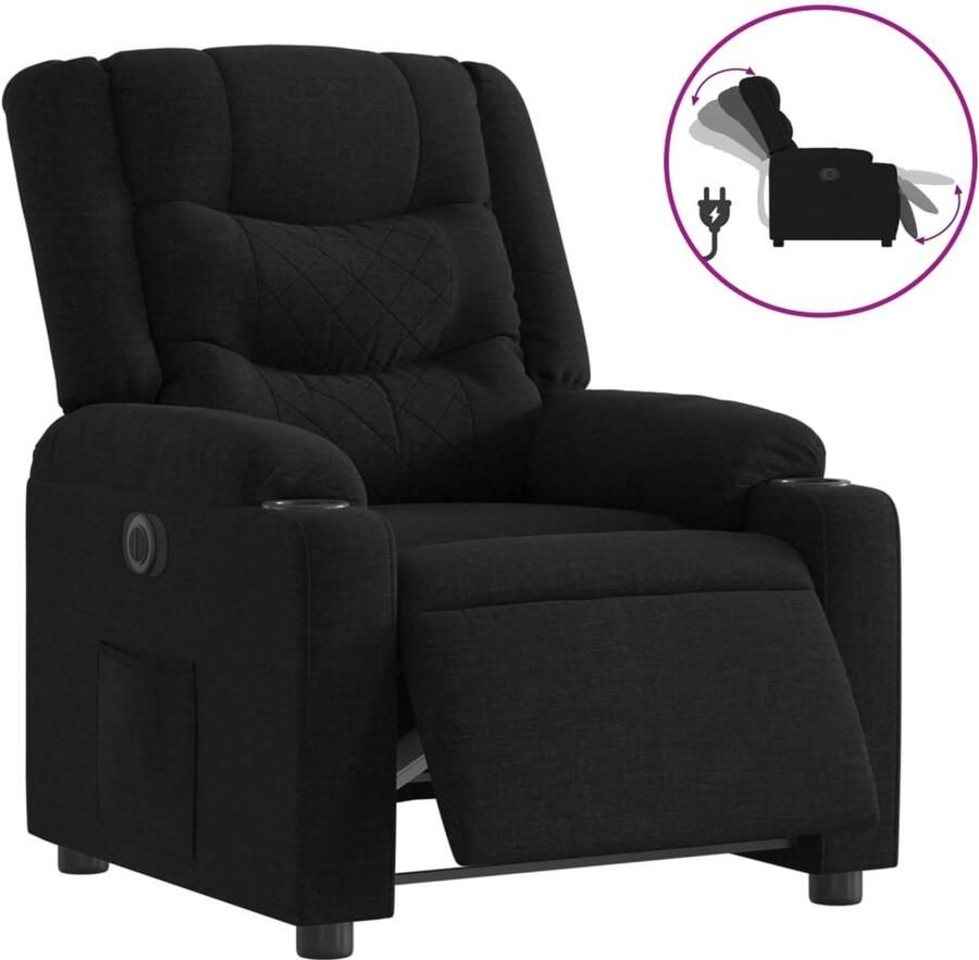 Vida XL vidaXL Fauteuil verstelbaar elektrisch stof zwart-VXL-3206569 - Foto 2